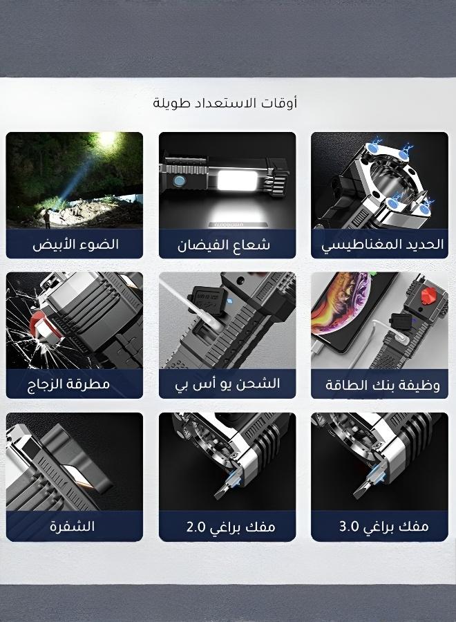 Powerful Rechargeable Multifunctional Flashlight for Car Repair, Emergency & Safe Window Breaking - Image 4